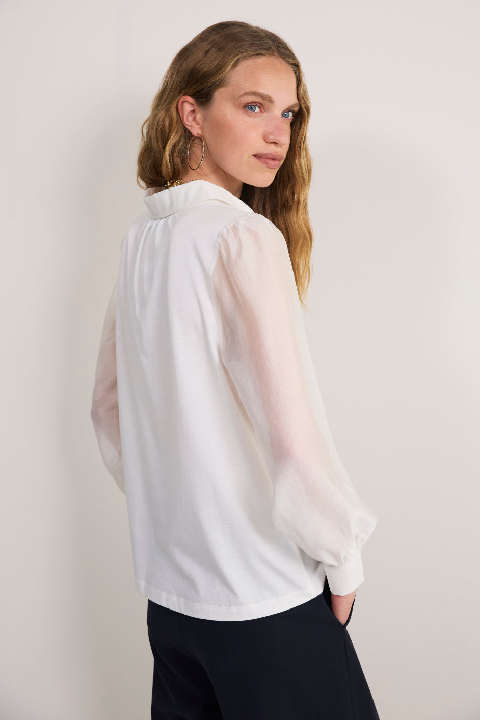 Cath x WYSE Amal Jersey Mix Top - White