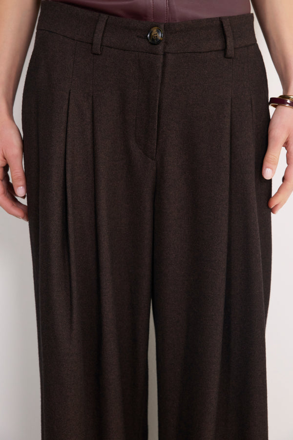 Cath x WYSE Audrey Wool Blend Trouser - Chocolate