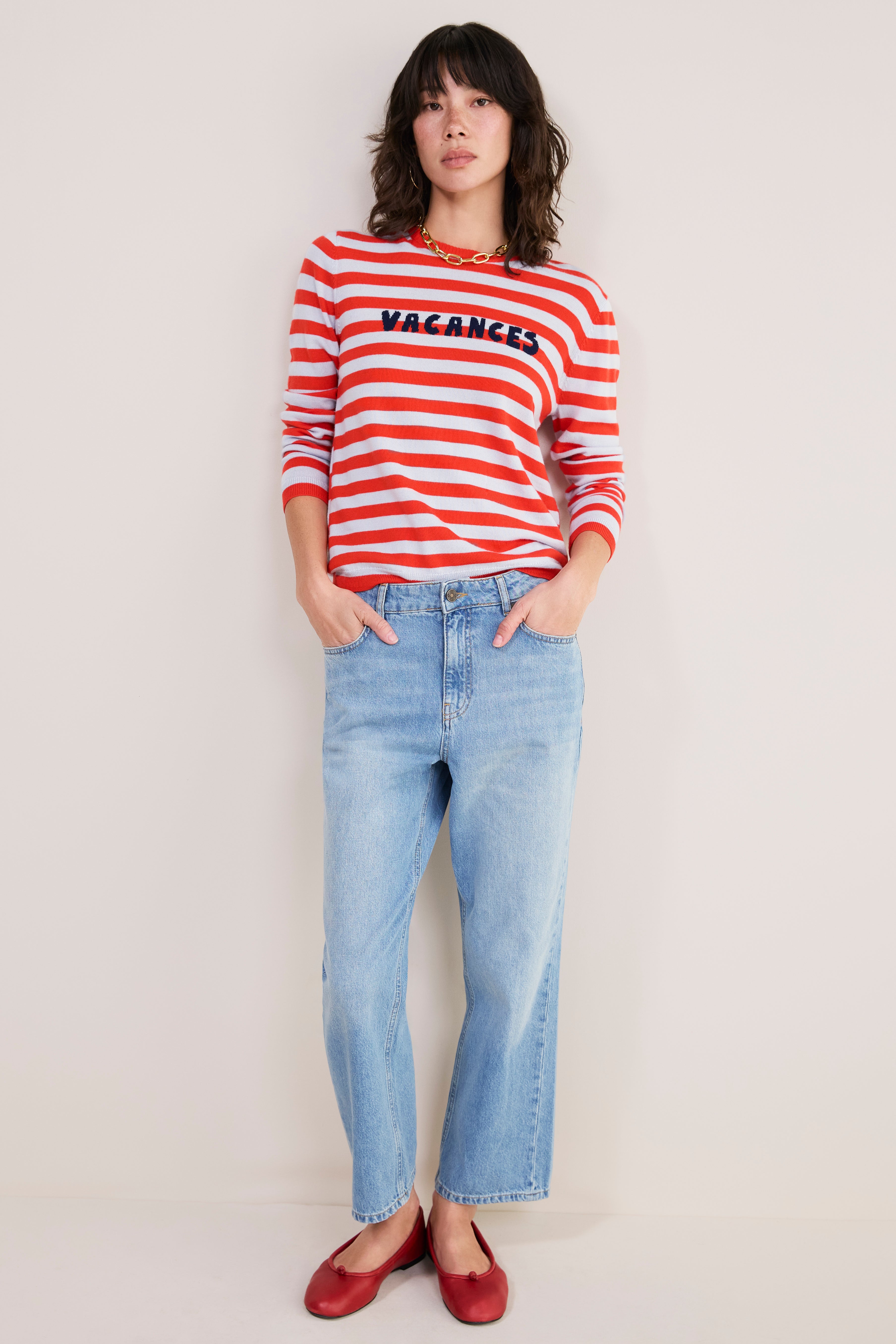 Cath x WYSE Brigitte Jumper - Blue/Red Stripe