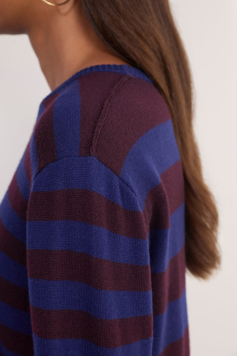 Cath x WYSE Brigitte Jumper - Midnight/Aubergine Stripe