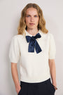 Cath x WYSE Gabrielle Tie Knit Top - Ivory