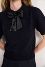 Cath x WYSE Gabrielle Tie Knit Top - Midnight