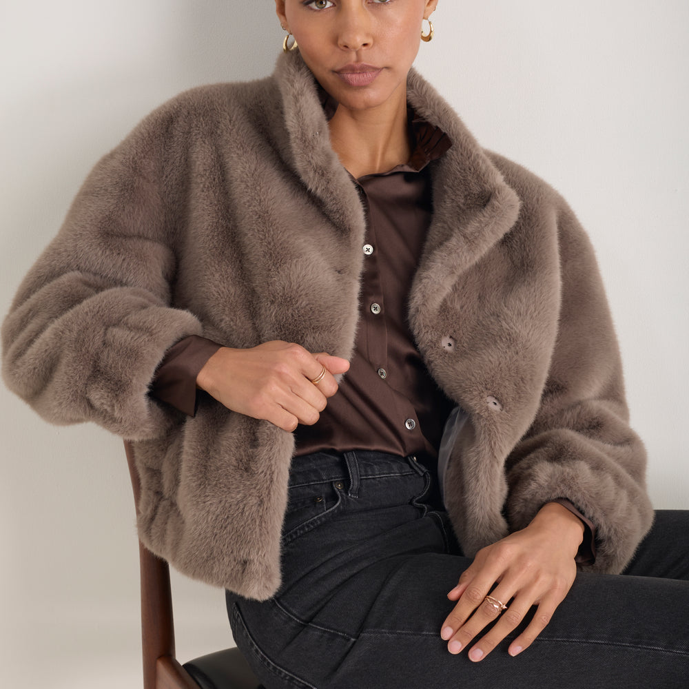 Cath x WYSE Lana Furry Bomber Jacket - Mole