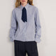 Cath x WYSE Martha Tie Shirt - Cocoa/Blue Stripe