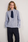 Cath x WYSE Martha Tie Shirt - Cocoa/Blue Stripe