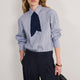 Cath x WYSE Martha Tie Shirt - Cocoa/Blue Stripe