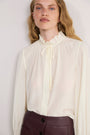 Cath x WYSE Victoria Tie Neck Silk Blouse - Ivory