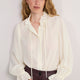 Cath x WYSE Victoria Tie Neck Silk Blouse - Ivory