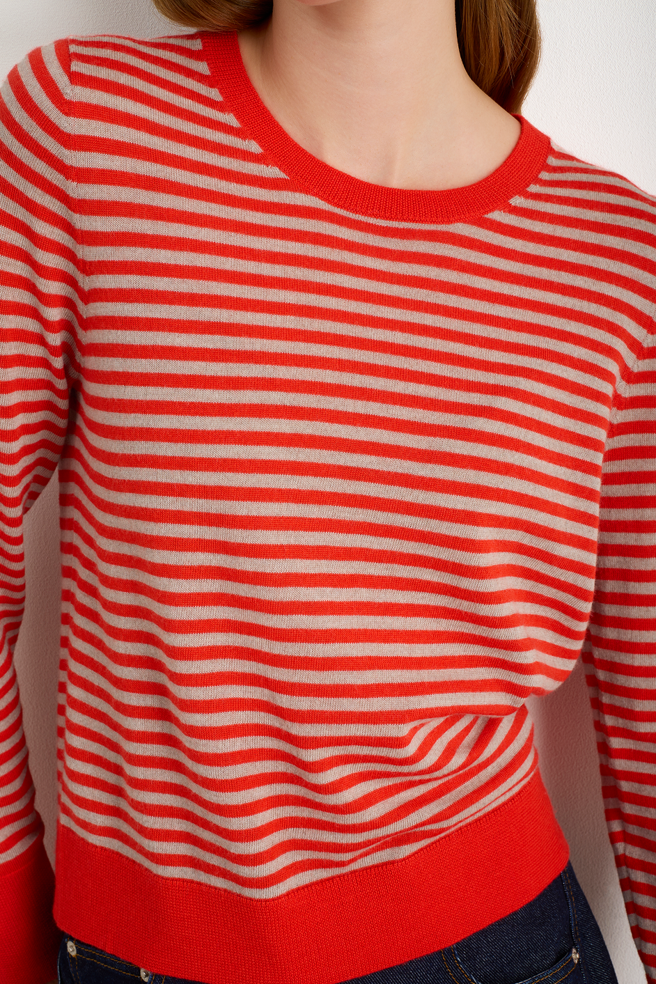 Catrin Jumper - Bitter Orange/Oat Micro Stripe