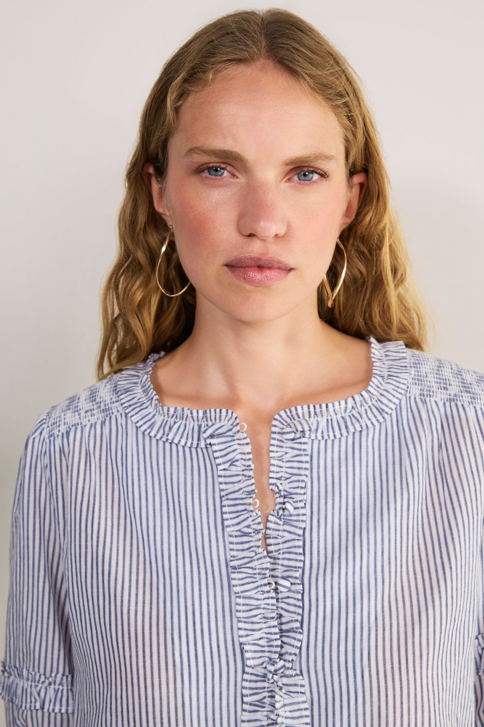 Cecelie Blouse - Blue/Ivory Stripe