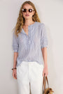 Cecelie Blouse - Blue/Ivory Stripe