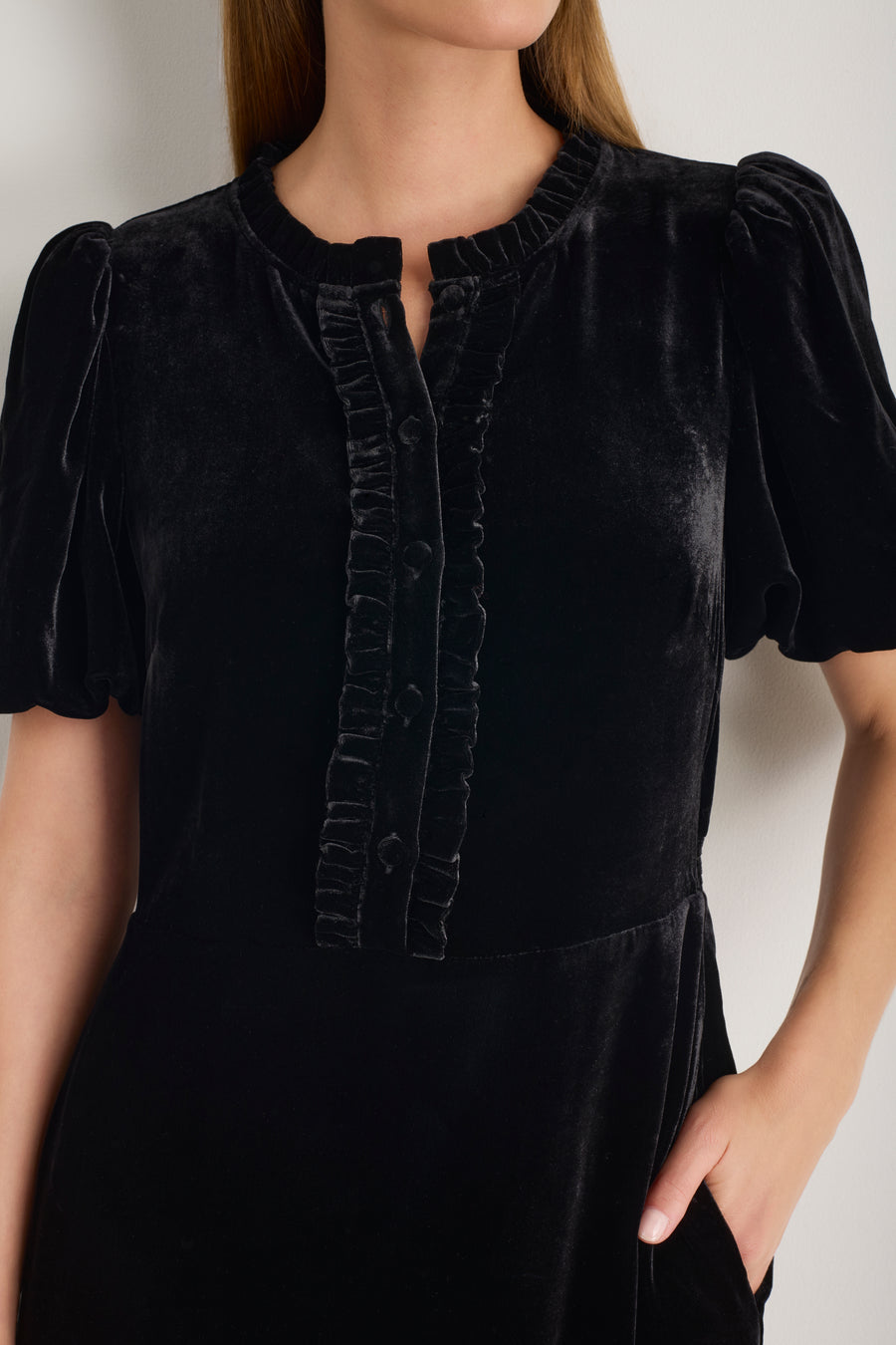 Celeste Silk Velvet Dress - Black