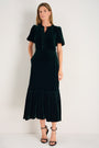 Celeste Silk Velvet Dress - Evergreen
