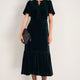 Celeste Silk Velvet Dress - Evergreen