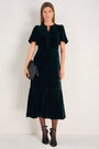 Celeste Silk Velvet Dress - Evergreen