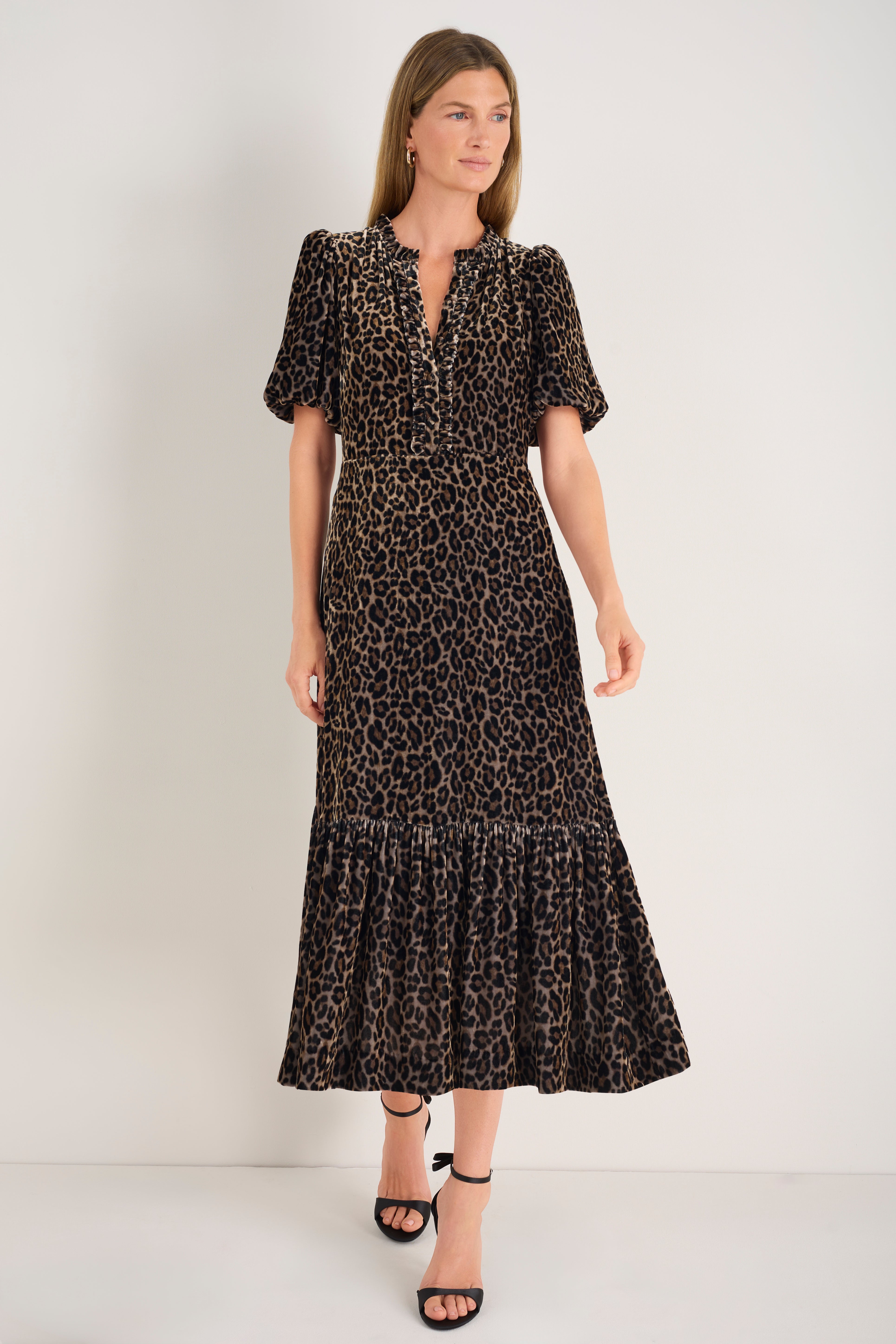 Celeste Silk Velvet Dress - Leopard