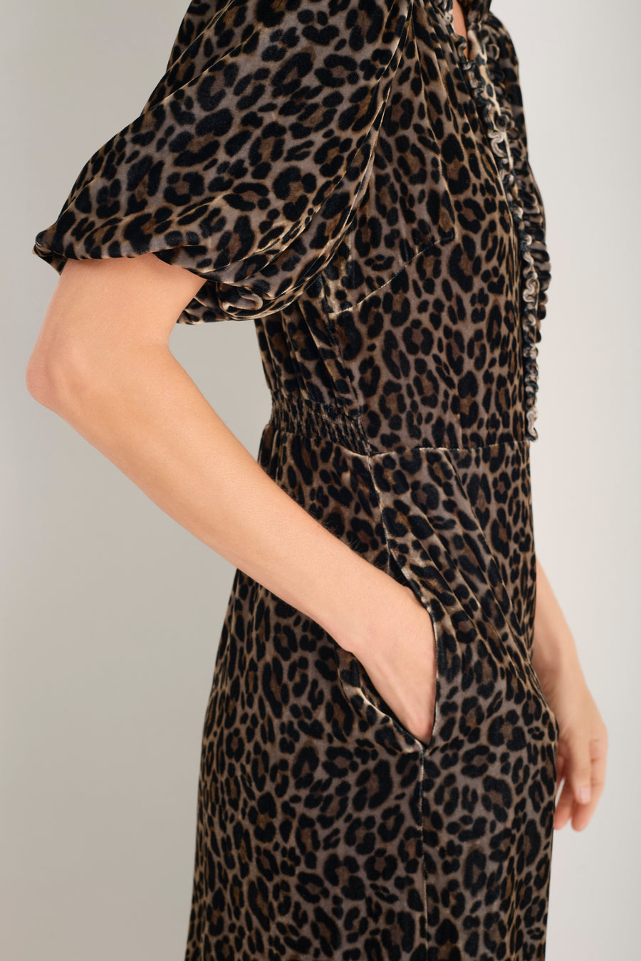Celeste Silk Velvet Dress - Leopard