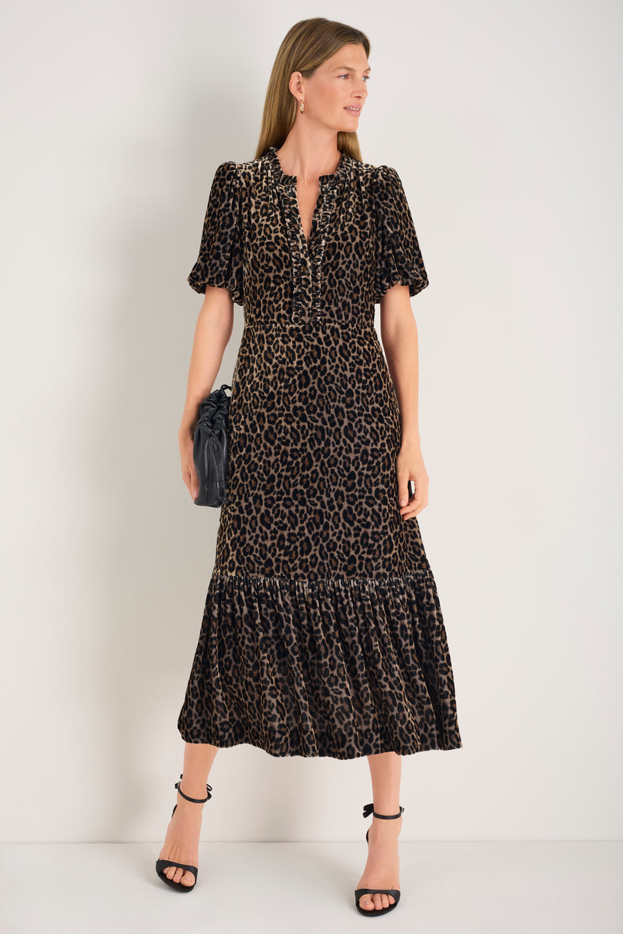 Celeste Silk Velvet Dress - Leopard