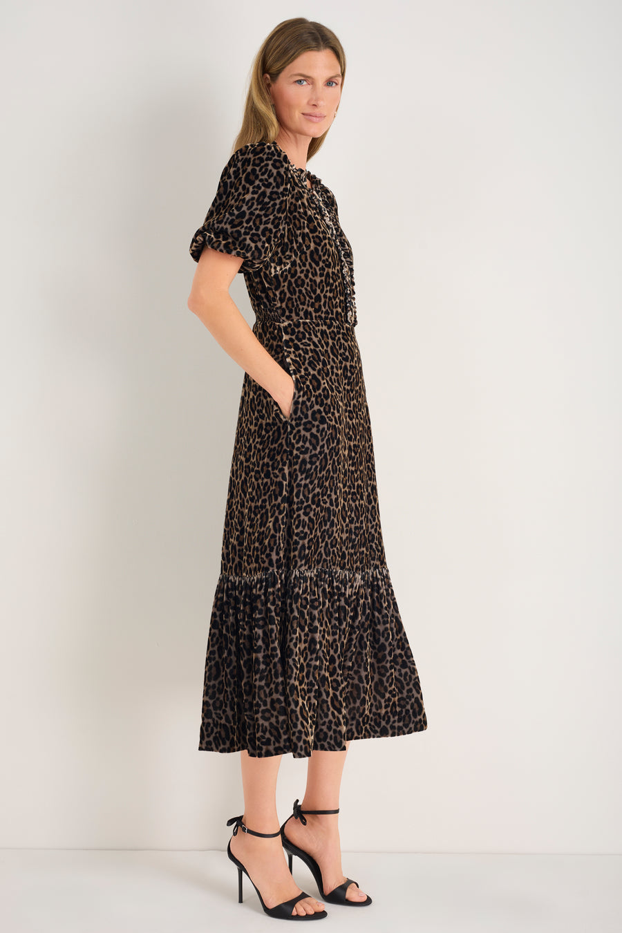 Celeste Silk Velvet Dress - Leopard