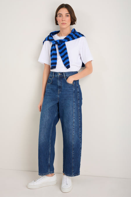 Charlie Curved Pocket Horseshoe Jean - Dark Mid Wash
