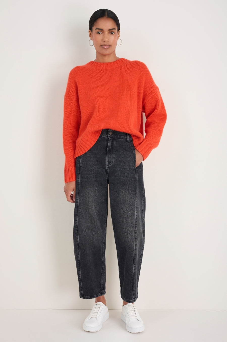 Liana Chunky Crew Neck Jumper - Paprika Orange