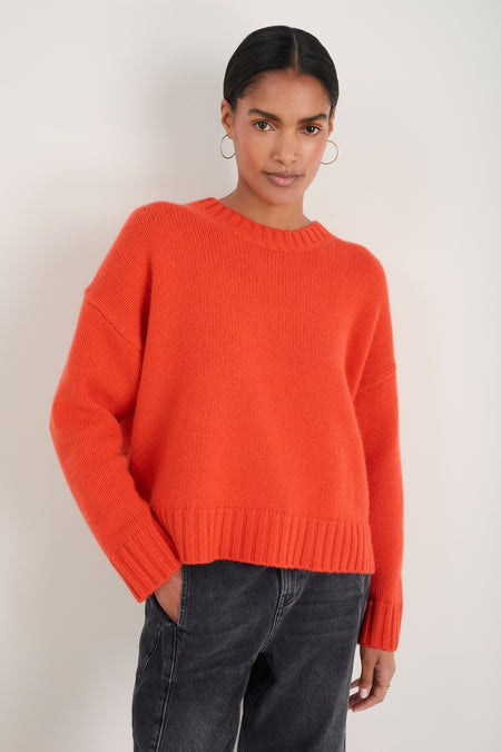 Liana Chunky Crew Neck Jumper - Paprika Orange