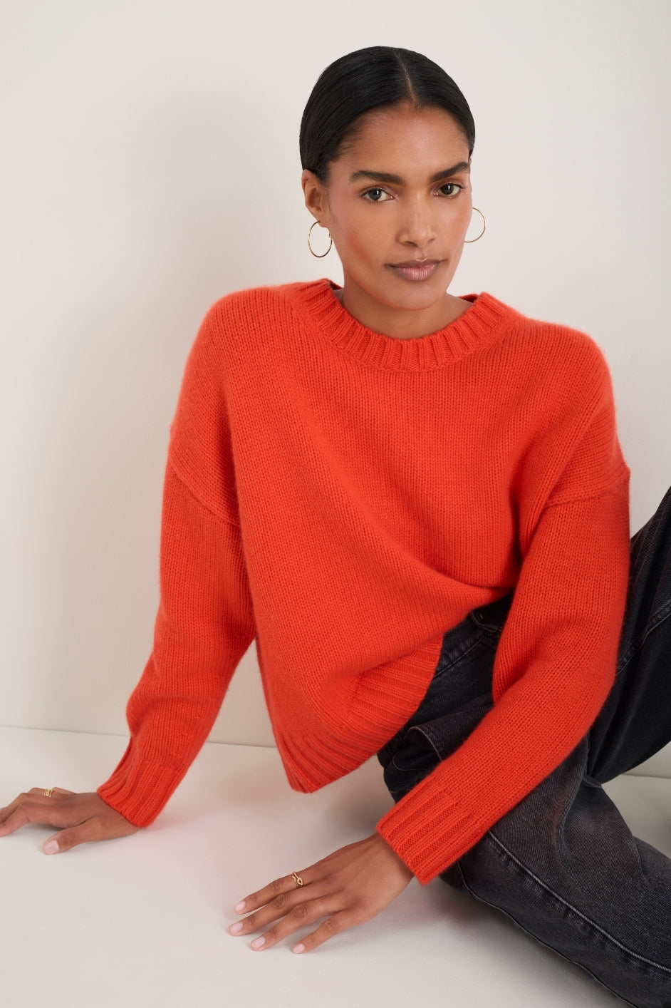 Liana Chunky Crew Neck Jumper - Paprika Orange