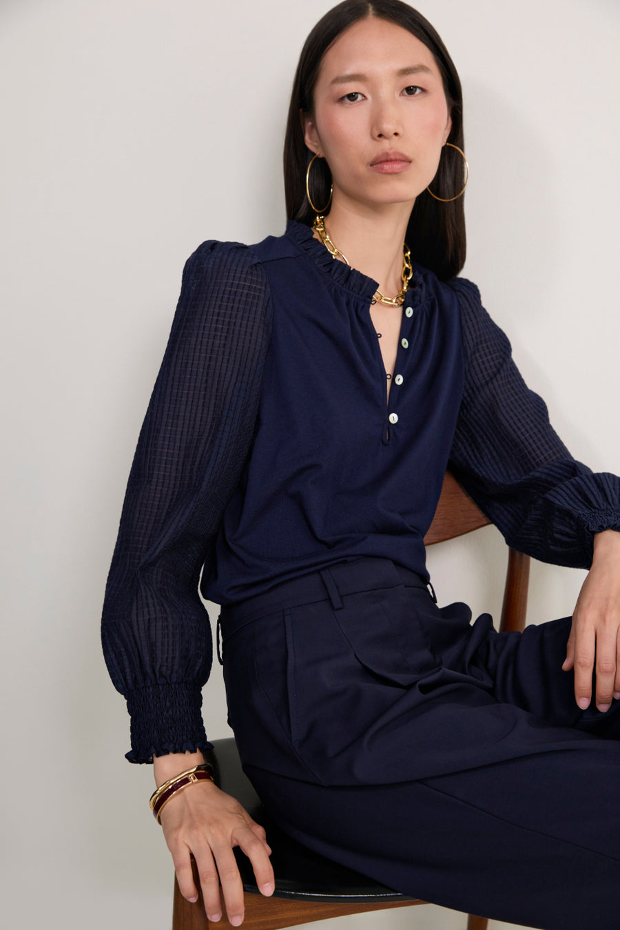 Charlise Long Sleeve Top - Midnight