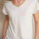 Chiara Linen V Neck Tee - White