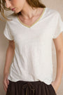 Chiara Linen V Neck Tee - White