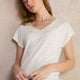 Chiara Linen V Neck Tee - White