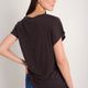 Chiara Linen V Neck Tee - Cocoa