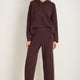 Chloe Travel Knit Trousers - Cocoa Side Stripe