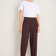 Chloe Travel Knit Trousers - Cocoa Side Stripe