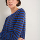 Chrissie Cashmere Jumper - Cobalt/Chocolate/Metallic Stripe