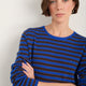 Chrissie Cashmere Jumper - Cobalt/Chocolate/Metallic Stripe