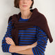 Chrissie Cashmere Jumper - Cobalt/Chocolate/Metallic Stripe