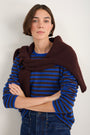 Chrissie Cashmere Jumper - Cobalt/Chocolate/Metallic Stripe