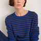 Chrissie Cashmere Jumper - Cobalt/Chocolate/Metallic Stripe