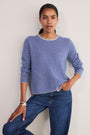 Chrissie Cashmere Jumper - Cobalt/Grey Micro Stripe