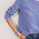 Chrissie Cashmere Jumper - Cobalt/Grey Micro Stripe