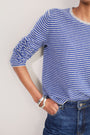 Chrissie Cashmere Jumper - Cobalt/Grey Micro Stripe