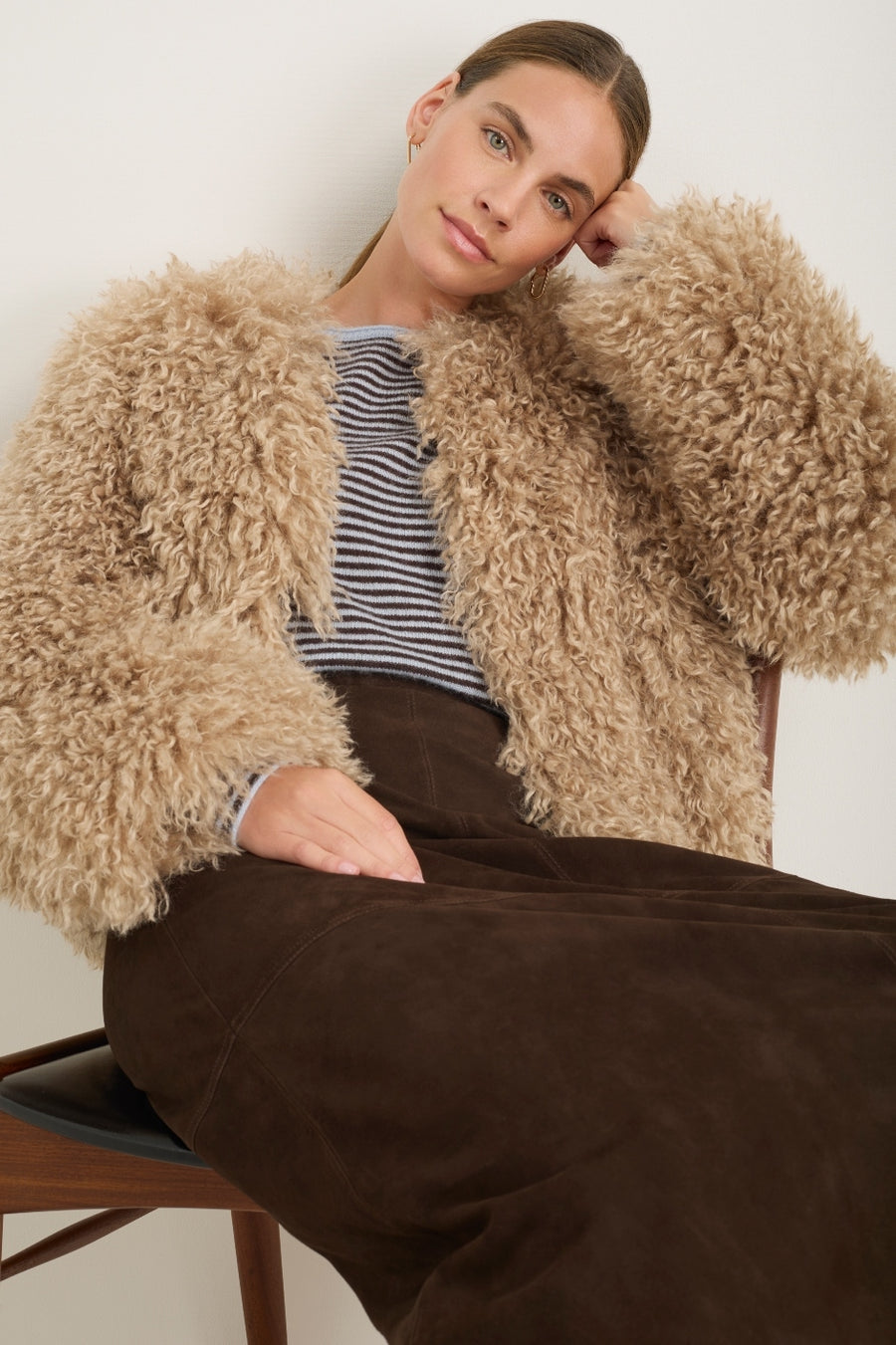 Cameron Shaggy Faux Fur Jacket Oyster – WYSE London