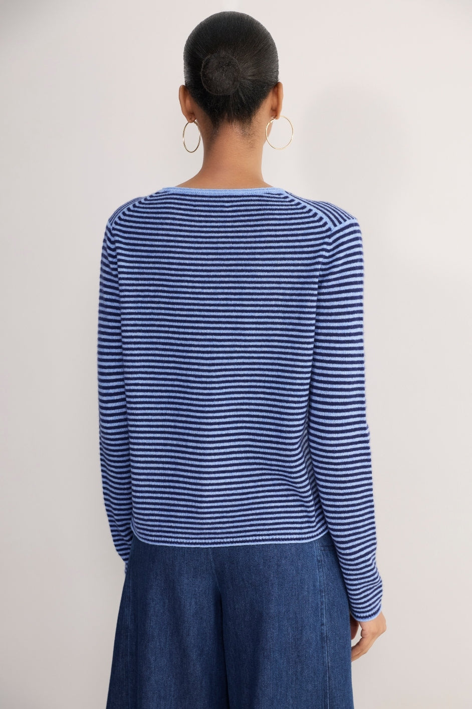 Chrissie Cashmere Jumper - Midnight/Chambray Blue Micro Stripe