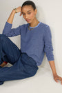 Chrissie Cashmere Jumper - Midnight/Chambray Blue Micro Stripe