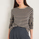 Chrissie Cashmere Jumper - Oat/Charcoal/Metallic Stripe