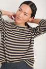 Chrissie Cashmere Jumper - Oat/Charcoal/Metallic Stripe