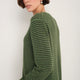 Chrissie Cashmere Jumper - Peridot/Dark Olive Micro Stripe