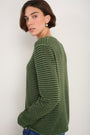 Chrissie Cashmere Jumper - Peridot/Dark Olive Micro Stripe
