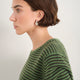 Chrissie Cashmere Jumper - Peridot/Dark Olive Micro Stripe